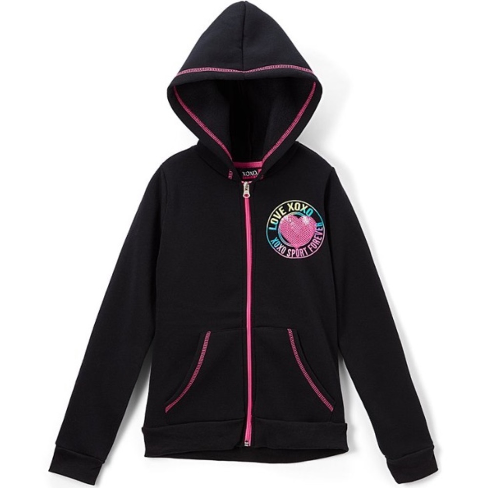 Black w/ florescent pink Heart & zipper & stiching